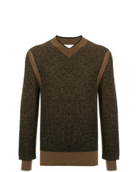 Мужской темно-коричневый свитер с v-образным вырезом от Cerruti 1881