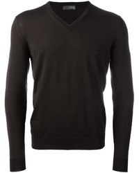 Мужской темно-коричневый свитер с v-образным вырезом от Drumohr