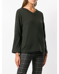 Женский темно-коричневый свитер с v-образным вырезом от Goat