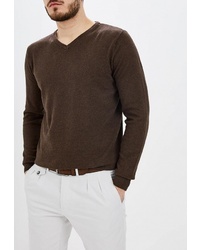 Мужской темно-коричневый свитер с v-образным вырезом от Kensington Eastside