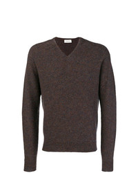 Мужской темно-коричневый свитер с v-образным вырезом от Lemaire