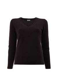 Женский темно-коричневый свитер с v-образным вырезом от Maison Ullens