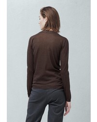 Женский темно-коричневый свитер с v-образным вырезом от Mango