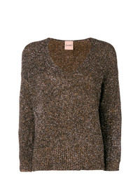 Женский темно-коричневый свитер с v-образным вырезом от Nude