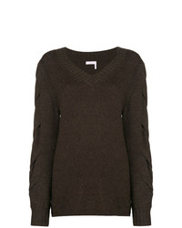 Женский темно-коричневый свитер с v-образным вырезом от See by Chloe