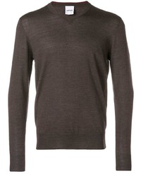 Мужской темно-коричневый свитер с v-образным вырезом от Aspesi
