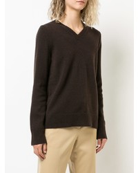 Женский темно-коричневый свитер с v-образным вырезом от The Row