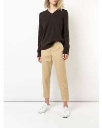 Женский темно-коричневый свитер с v-образным вырезом от The Row