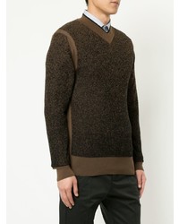 Мужской темно-коричневый свитер с v-образным вырезом от Cerruti 1881