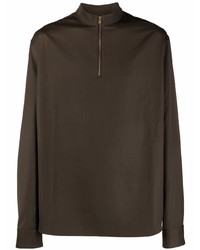 Мужской темно-коричневый свитер с воротником на молнии от Agnona