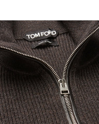 Мужской темно-коричневый свитер с воротником на молнии от Tom Ford
