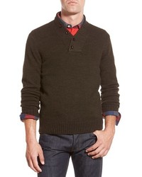 Темно-коричневый свитер с воротником на пуговицах