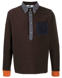 Мужской темно-коричневый свитер с воротником поло от Anglozine