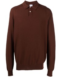 Мужской темно-коричневый свитер с воротником поло от Aspesi
