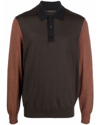 Мужской темно-коричневый свитер с воротником поло от Billionaire