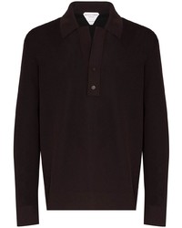 Мужской темно-коричневый свитер с воротником поло от Bottega Veneta