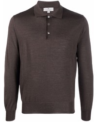 Мужской темно-коричневый свитер с воротником поло от Canali