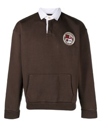 Мужской темно-коричневый свитер с воротником поло от CRENSHAW SKATE CLUB