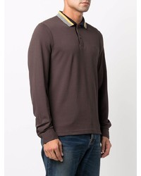 Мужской темно-коричневый свитер с воротником поло от Sun 68