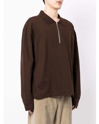 Мужской темно-коричневый свитер с воротником поло от YMC