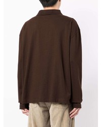 Мужской темно-коричневый свитер с воротником поло от YMC