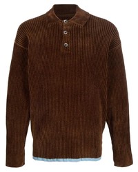 Мужской темно-коричневый свитер с воротником поло от Jacquemus