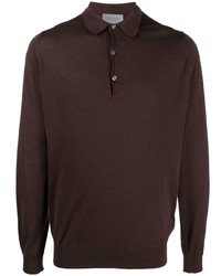 Мужской темно-коричневый свитер с воротником поло от John Smedley