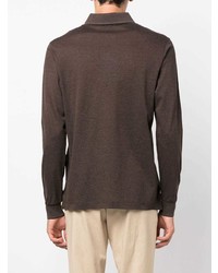Мужской темно-коричневый свитер с воротником поло от Paul & Shark