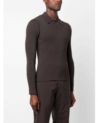 Мужской темно-коричневый свитер с воротником поло от Courrèges