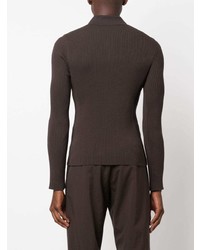 Мужской темно-коричневый свитер с воротником поло от Courrèges
