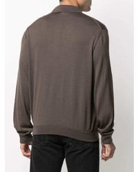 Мужской темно-коричневый свитер с воротником поло от Lemaire