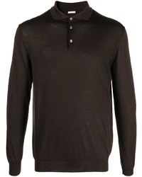 Мужской темно-коричневый свитер с воротником поло от Malo