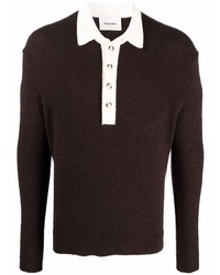 Мужской темно-коричневый свитер с воротником поло от Nanushka