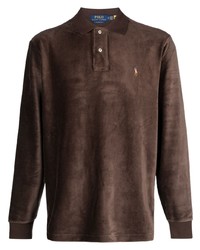 Мужской темно-коричневый свитер с воротником поло от Polo Ralph Lauren
