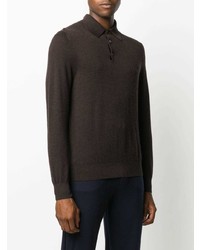 Мужской темно-коричневый свитер с воротником поло от Ermenegildo Zegna
