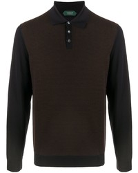 Мужской темно-коричневый свитер с воротником поло от Zanone