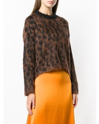 Женский темно-коричневый свитер с круглым вырезом с леопардовым принтом от Nude