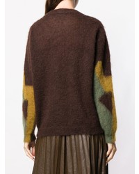 Женский темно-коричневый свитер с круглым вырезом с принтом от Roberto Collina