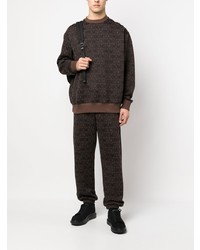 Мужской темно-коричневый свитер с круглым вырезом с принтом от Moschino