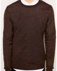 Мужской темно-коричневый свитер с круглым вырезом от Asos