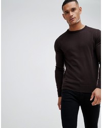 Мужской темно-коричневый свитер с круглым вырезом от Brave Soul