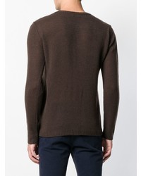 Мужской темно-коричневый свитер с круглым вырезом от Closed