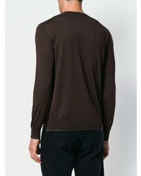 Мужской темно-коричневый свитер с круглым вырезом от Eleventy
