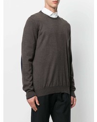 Мужской темно-коричневый свитер с круглым вырезом от Fay