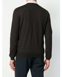 Мужской темно-коричневый свитер с круглым вырезом от Fay