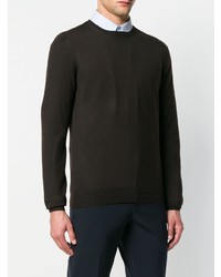 Мужской темно-коричневый свитер с круглым вырезом от Fay