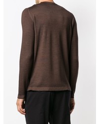 Мужской темно-коричневый свитер с круглым вырезом от Dell'oglio