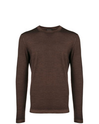 Мужской темно-коричневый свитер с круглым вырезом от Dell'oglio