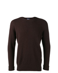 Мужской темно-коричневый свитер с круглым вырезом от Drumohr