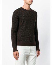 Мужской темно-коричневый свитер с круглым вырезом от Moschino